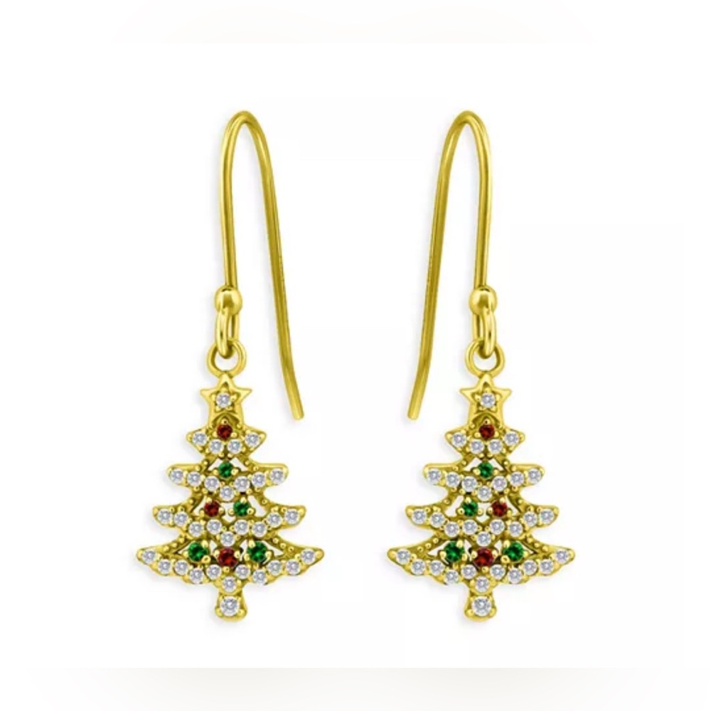 Aqua Christmas Tree Drop Earrings - NWT